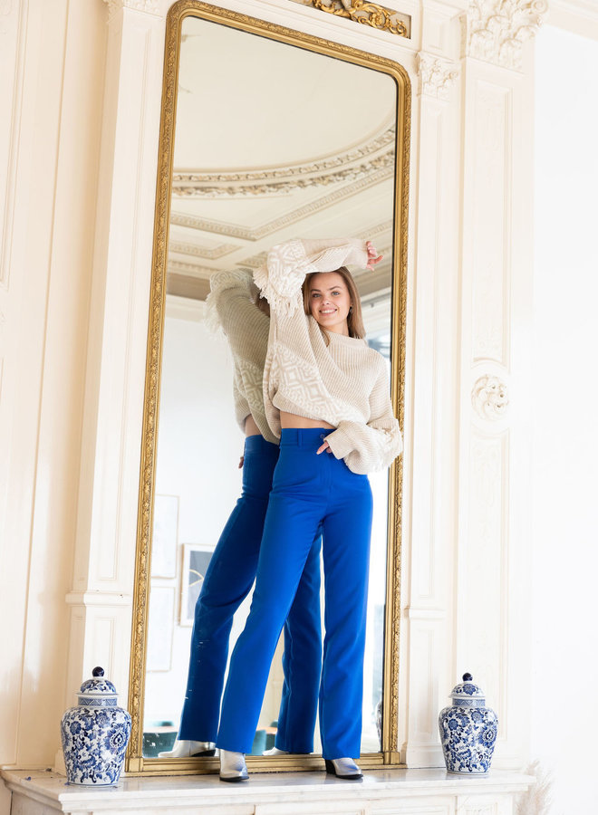 Pantalon kobalt blauw loose fit