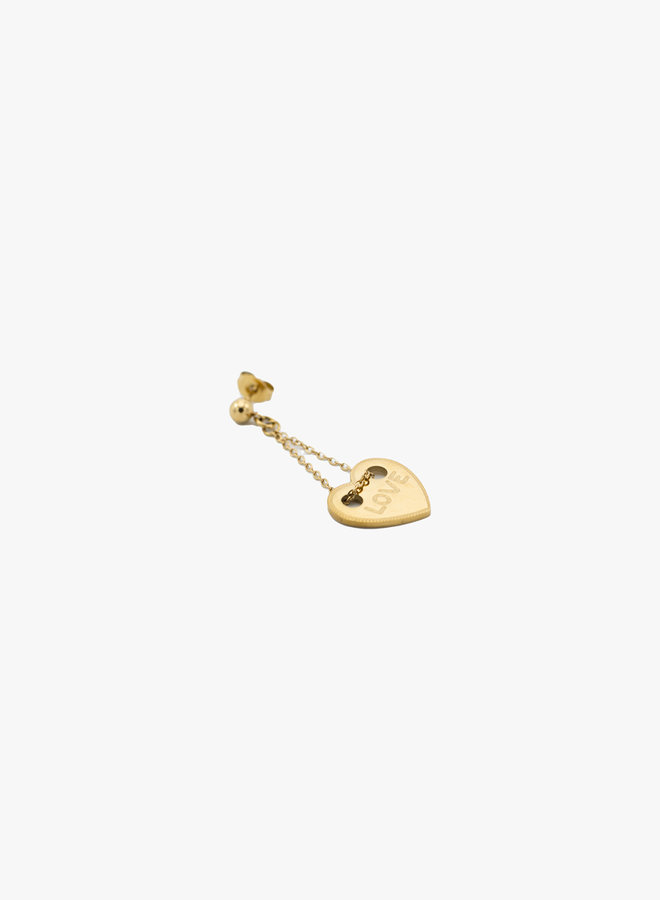 One piece oorbel chain heart