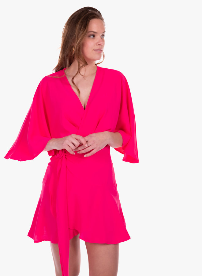 Classy jurk met riem roze