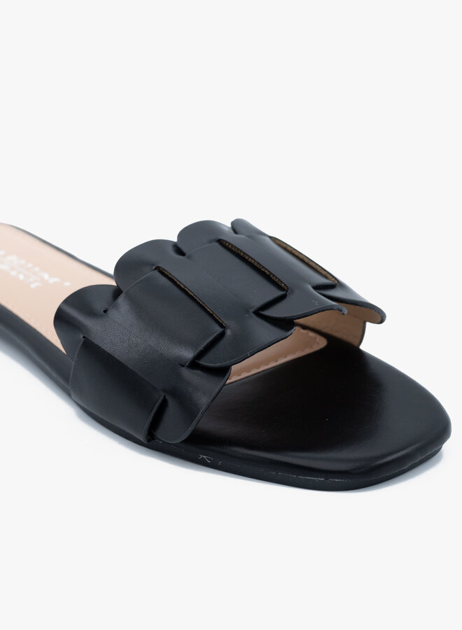 Slipper gevlochten band zwart