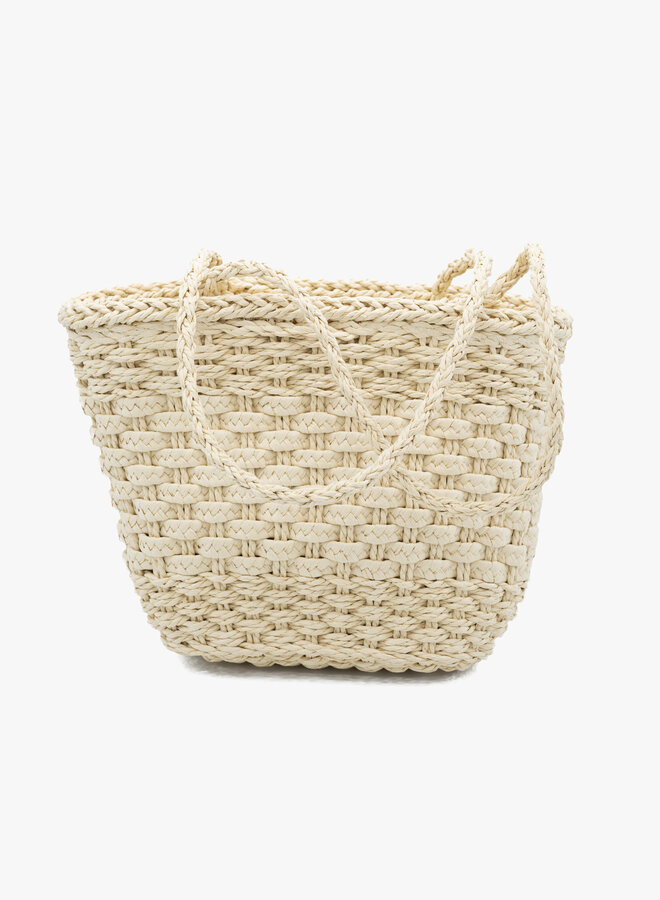 Gevlochten handtas beige