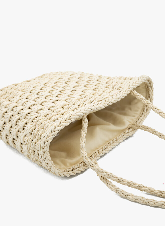 Gevlochten handtas beige