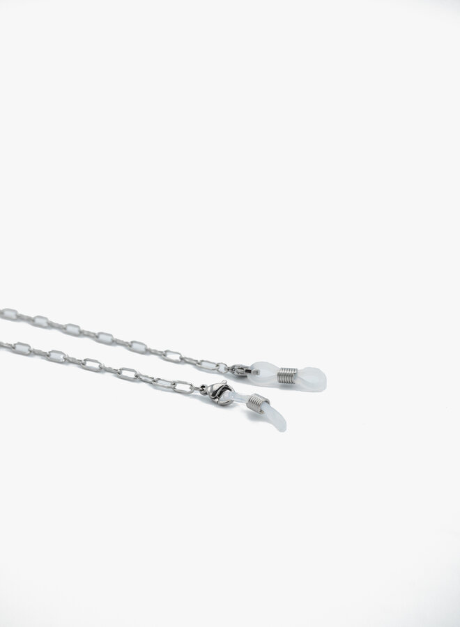 Zonnebril koord zilver met groene kraaltjes