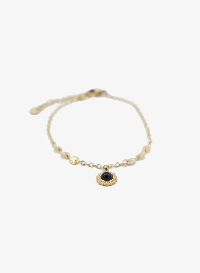 Armband met hanger zwarte steen