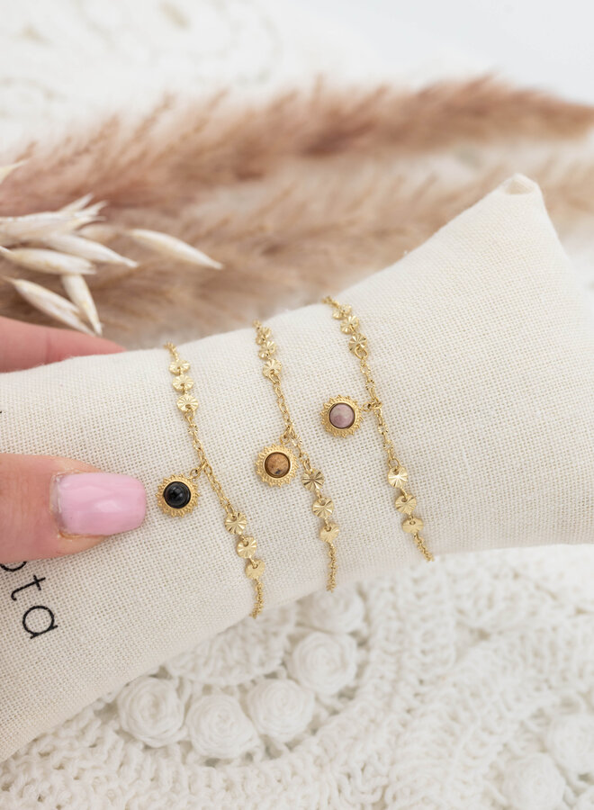 Armband met hanger zwarte steen