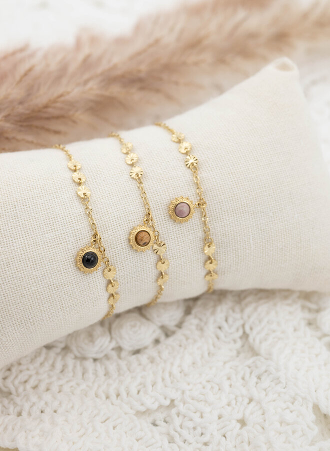 Armband met hanger zwarte steen