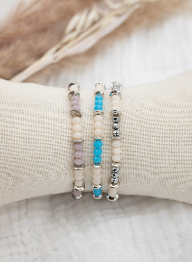 Armband roze wit