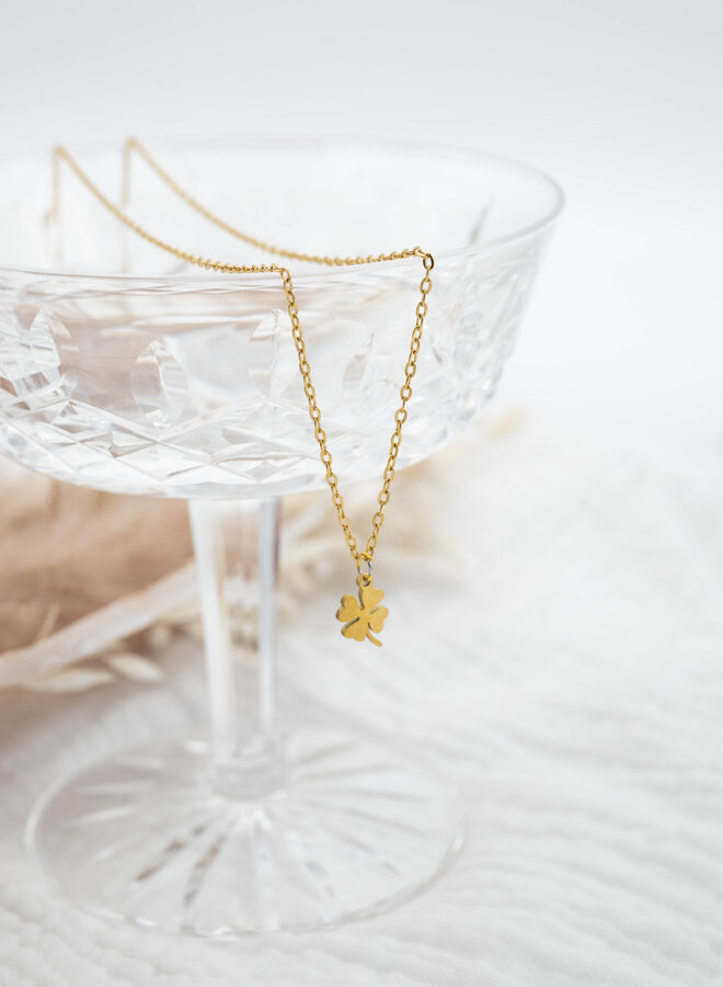 Ketting klavertje vier goud