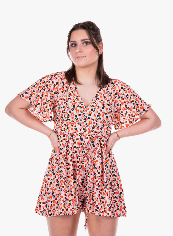 Playsuit met roze bloem