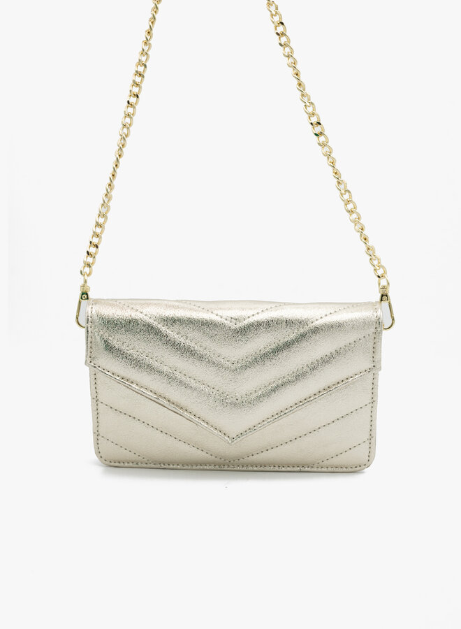 Leren tas Laurie metallic goud