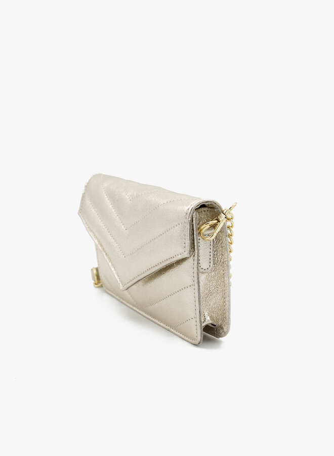 Leren tas Laurie metallic goud
