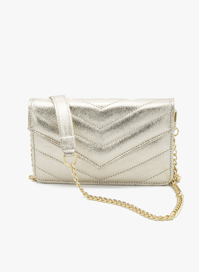 Leren tas Laurie metallic goud