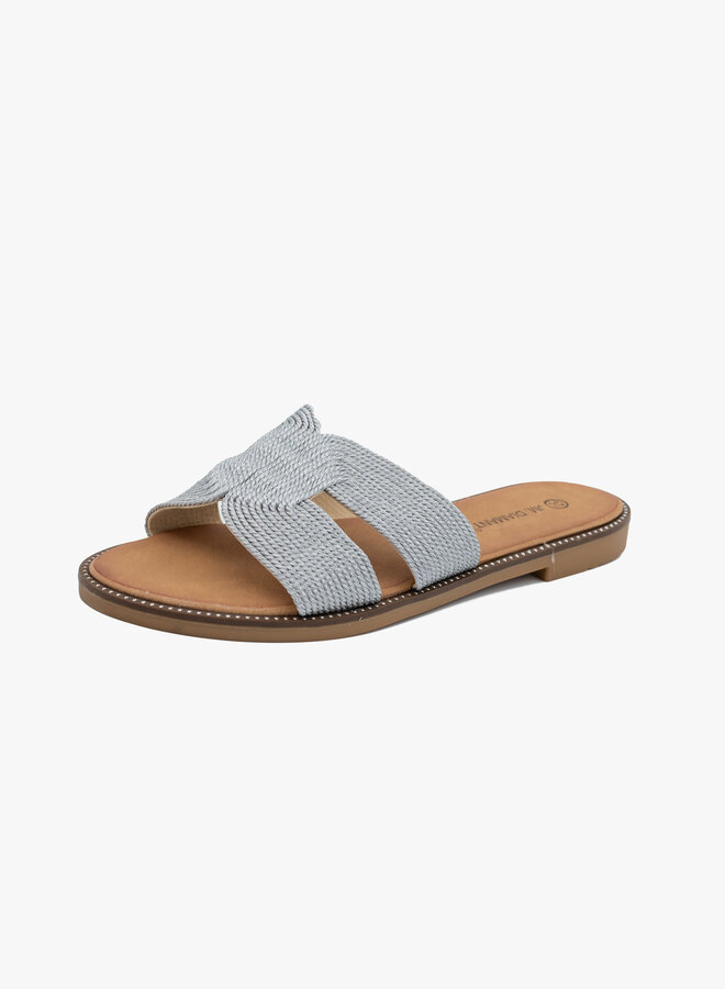 Gevlochten luxe slipper zilver