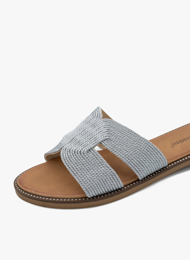 Gevlochten luxe slipper zilver