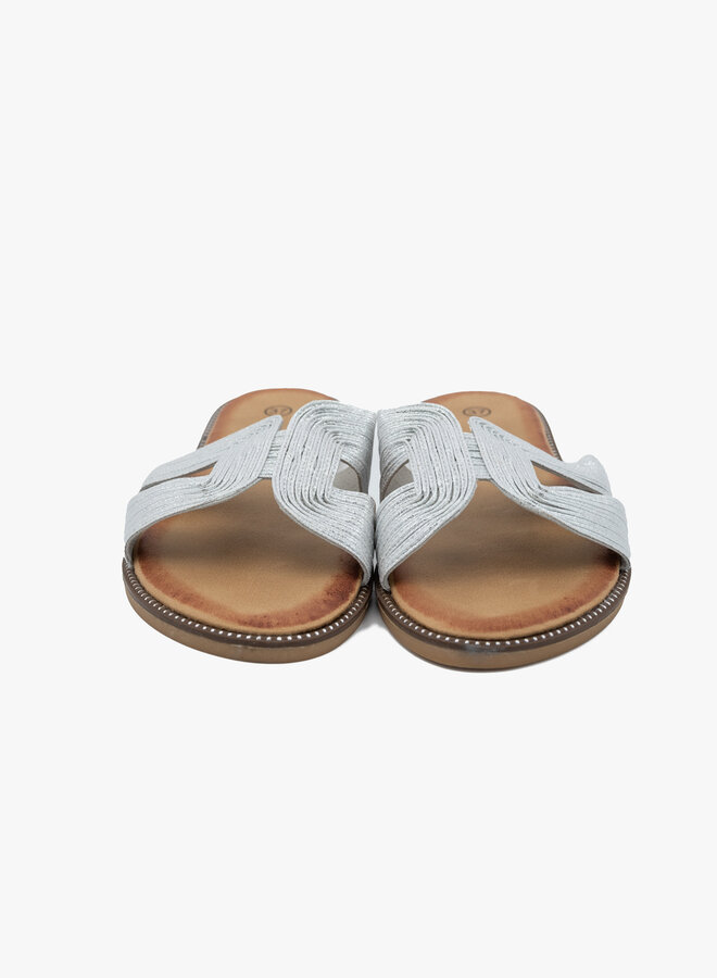Gevlochten slipper zilver