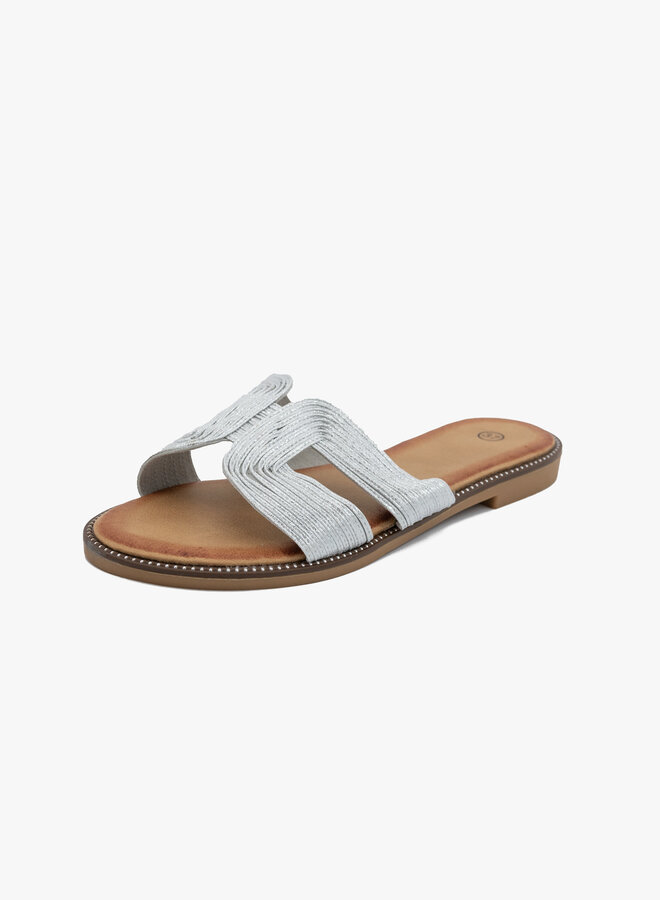 Gevlochten slipper zilver