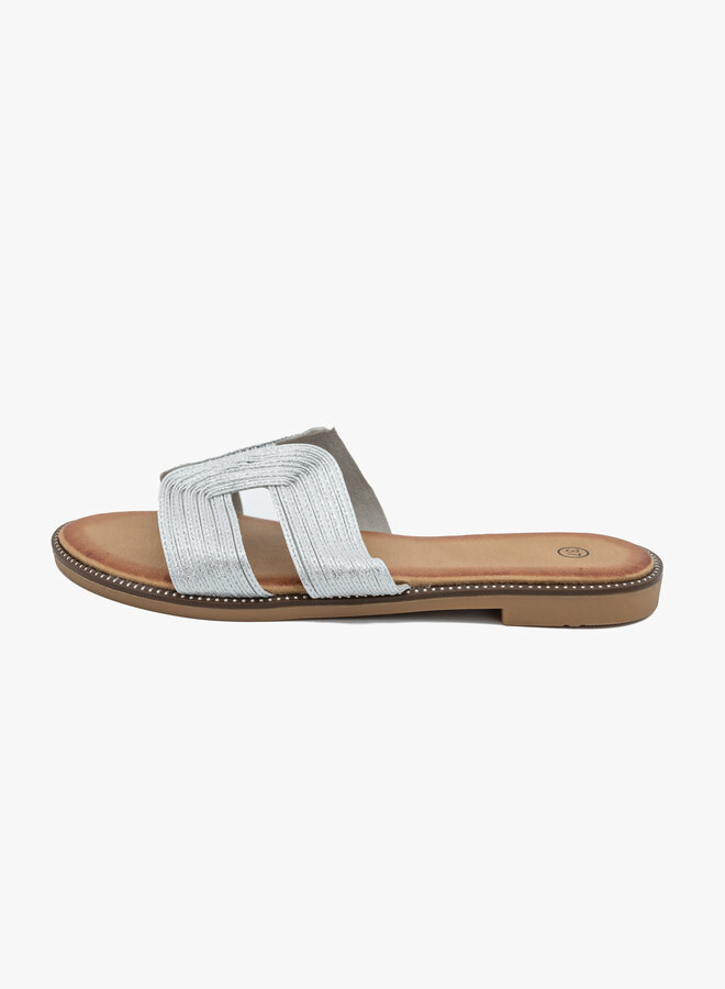 Gevlochten slipper zilver
