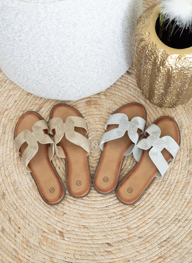 Gevlochten slipper zilver