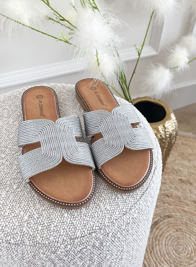 Gevlochten slipper zilver