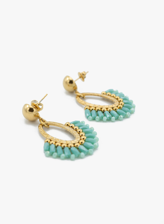 Oorbellen green crystal