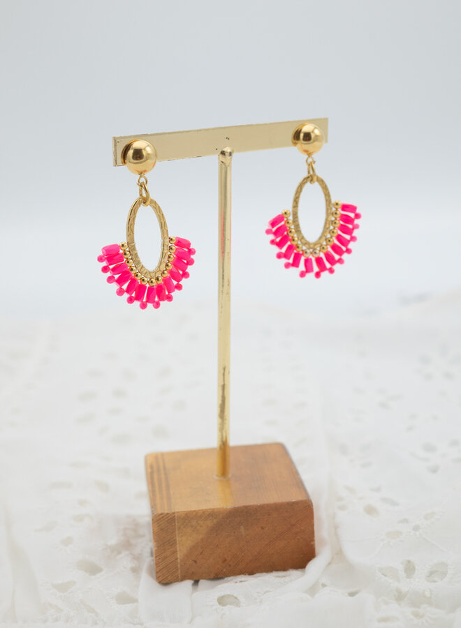 Oorbellen pink crystal