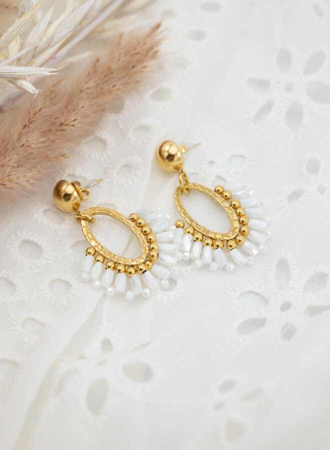 Oorbellen white crystal