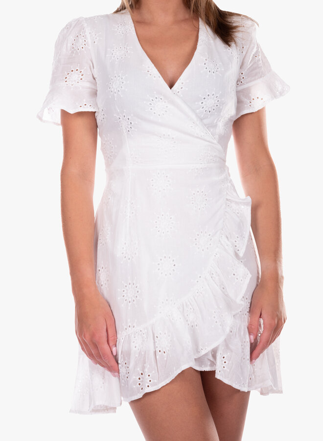 Broderie jurk overslag