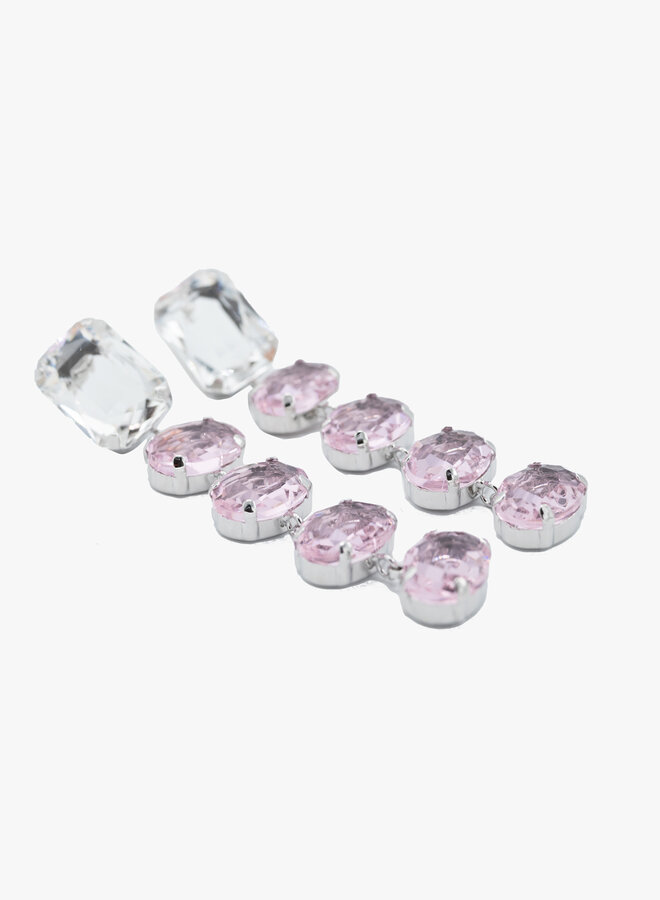 Oorbellen glas roze party