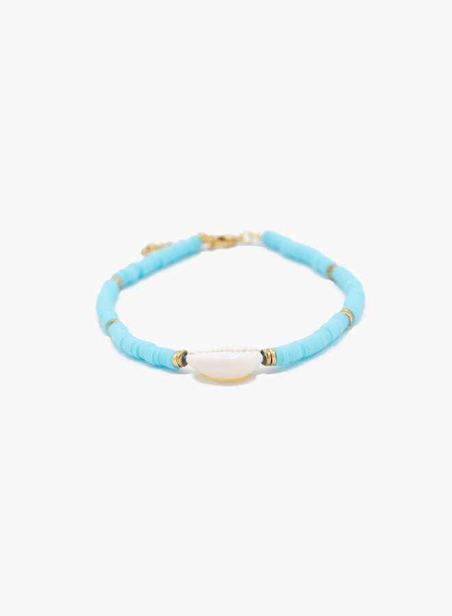 Lichtblauwe enkelband schelp