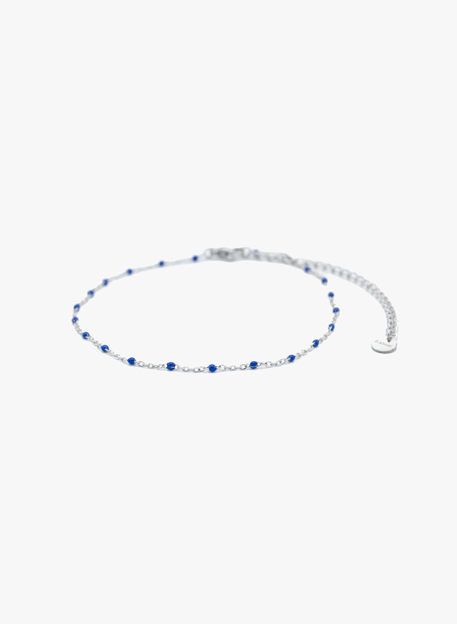 Enkelband blauwe steentjes