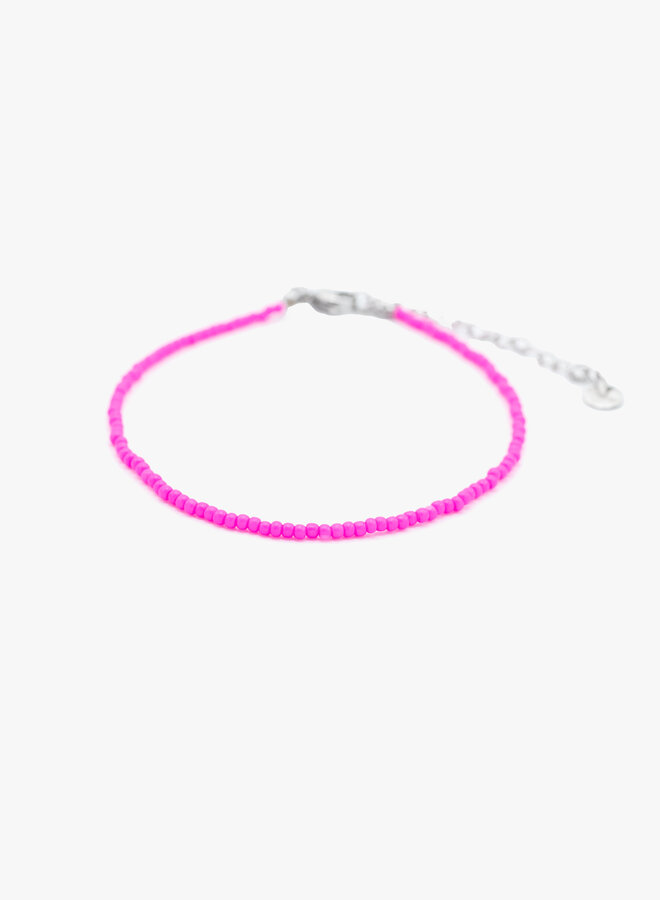 Kralen enkelband felroze