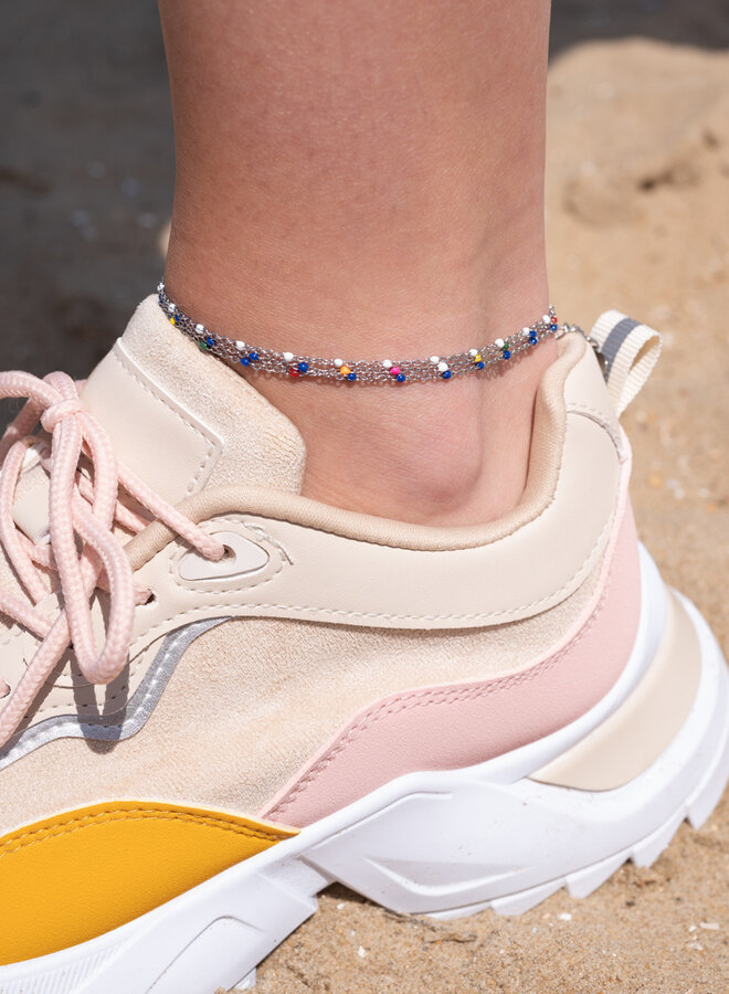 Enkelband blauwe steentjes