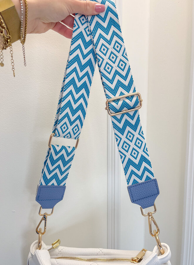 Bag strap chevron blauw