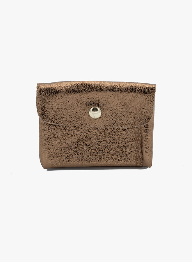 Leren portemonnee metallic brons