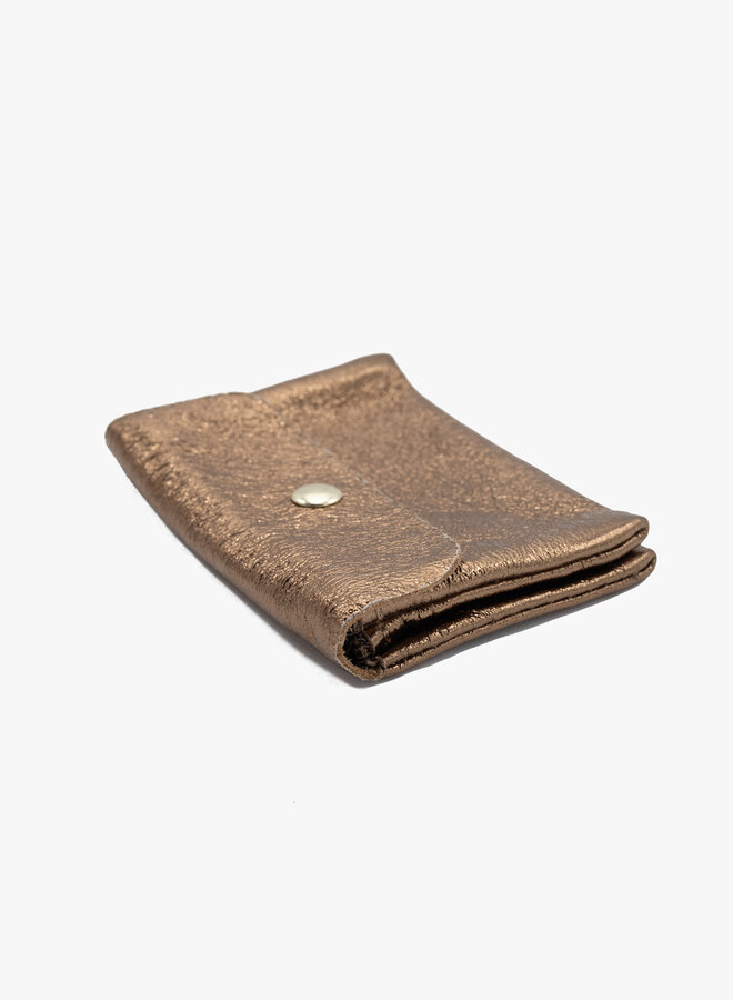 Leren portemonnee metallic brons