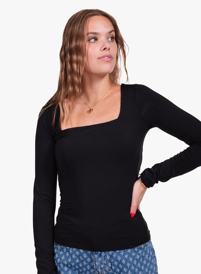 Zwarte top hals vierkant