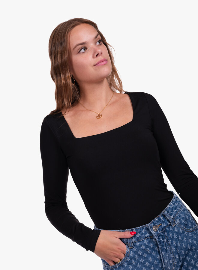 Zwarte top hals vierkant