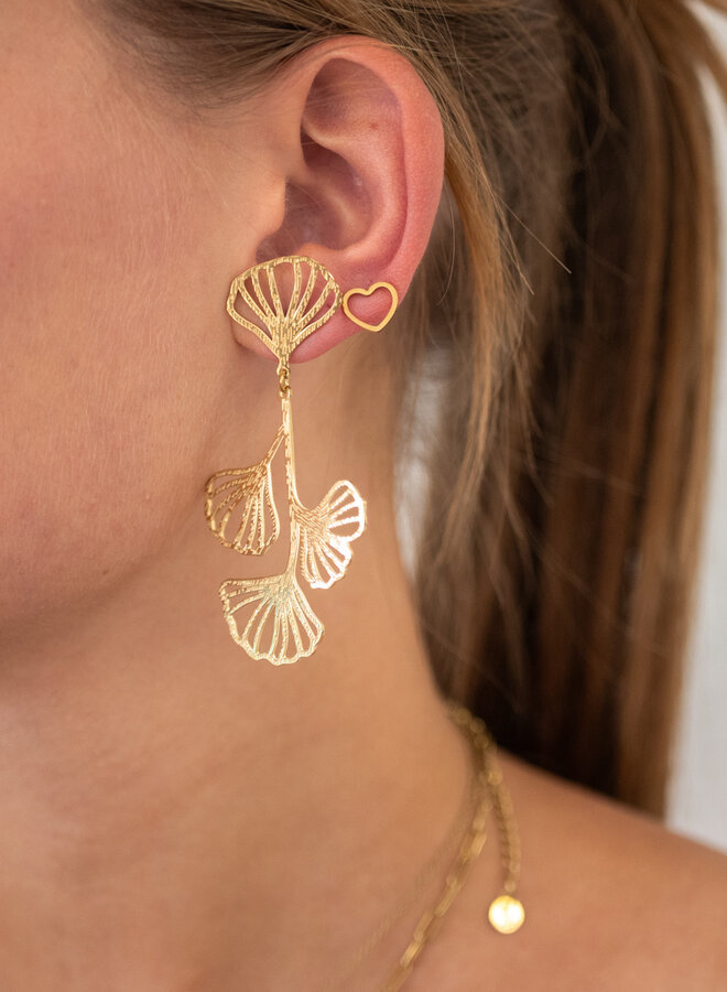 Oorknopjes open hart goud