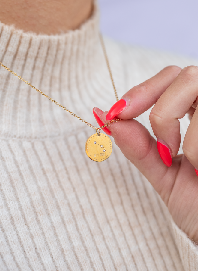 Sterrenbeeld ketting ram goud