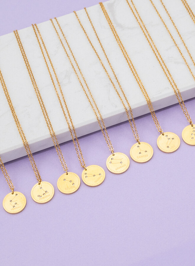 Sterrenbeeld ketting ram goud