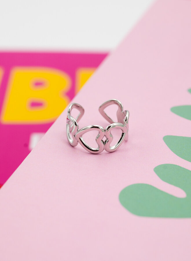 Knijpring twin hearts