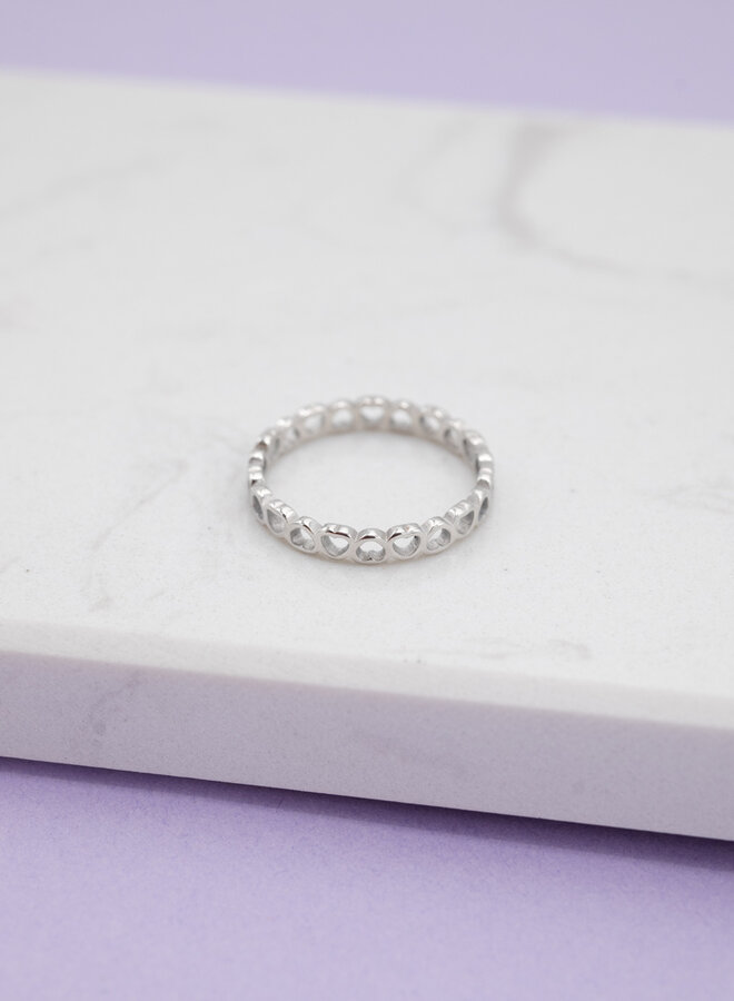 Ring mini hartjes zilver