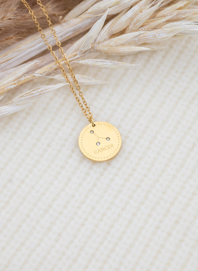Sterrenbeeld ketting kreeft goud