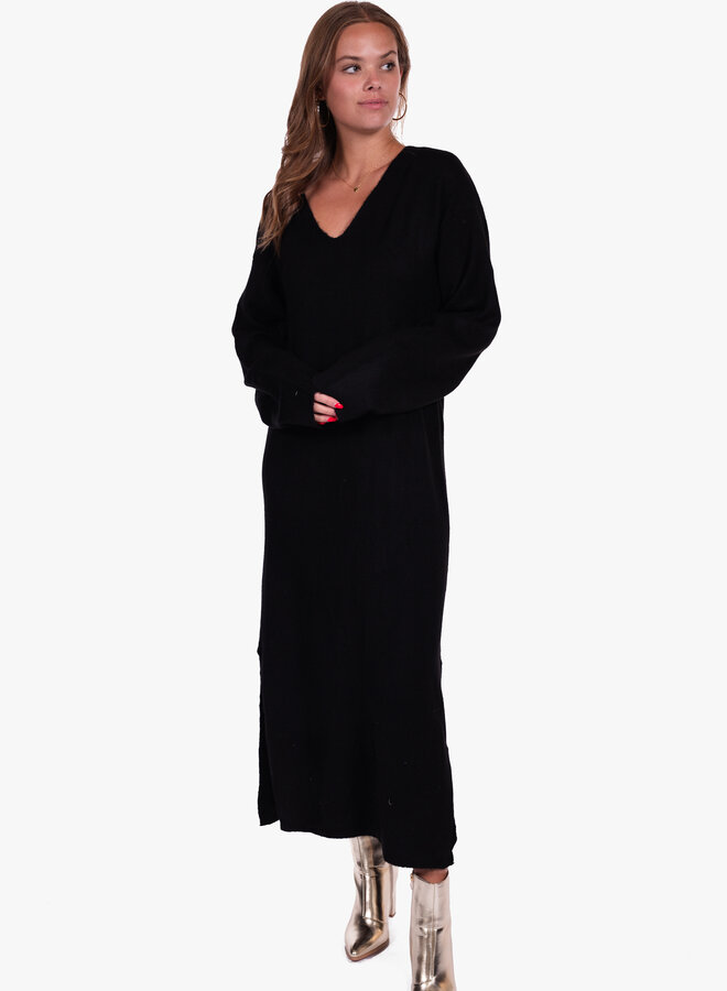 Gebreide maxi jurk zwart