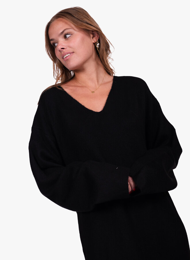 Gebreide maxi jurk zwart