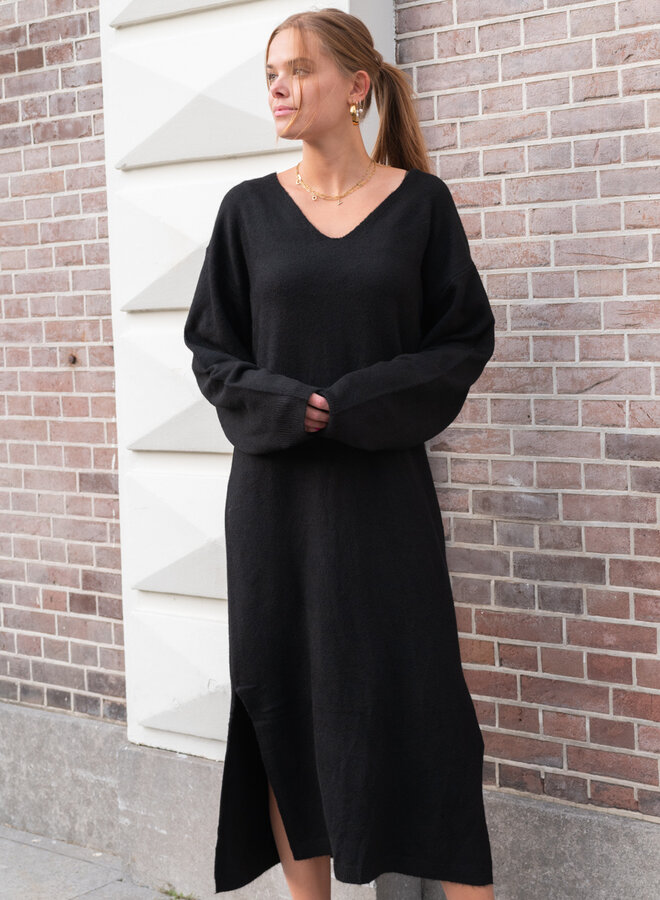 Gebreide maxi jurk zwart