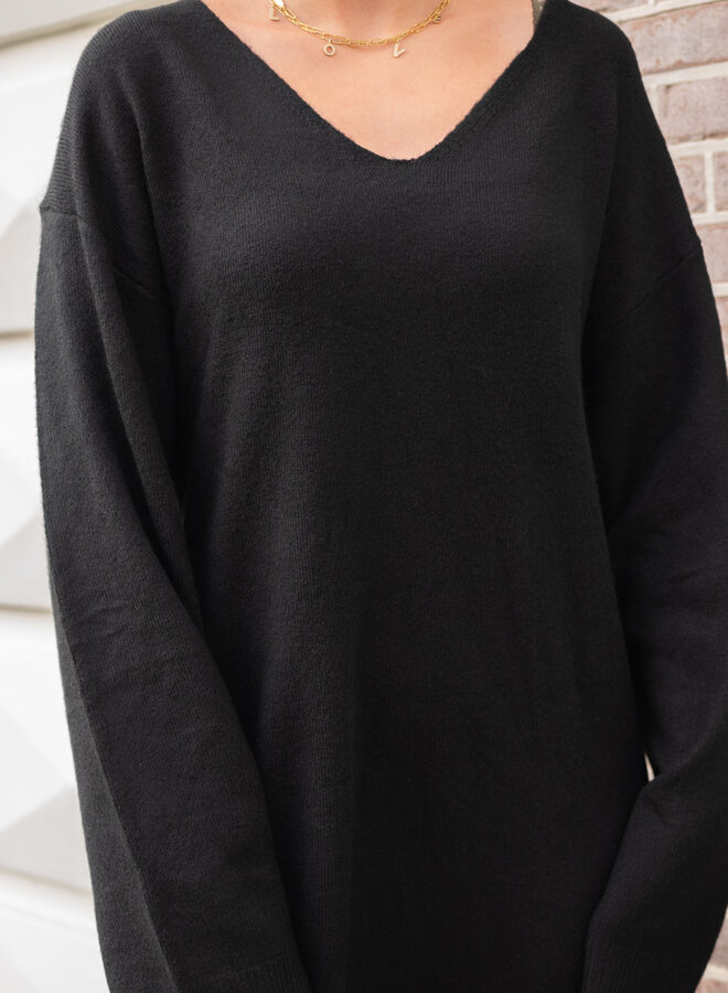 Gebreide maxi jurk zwart