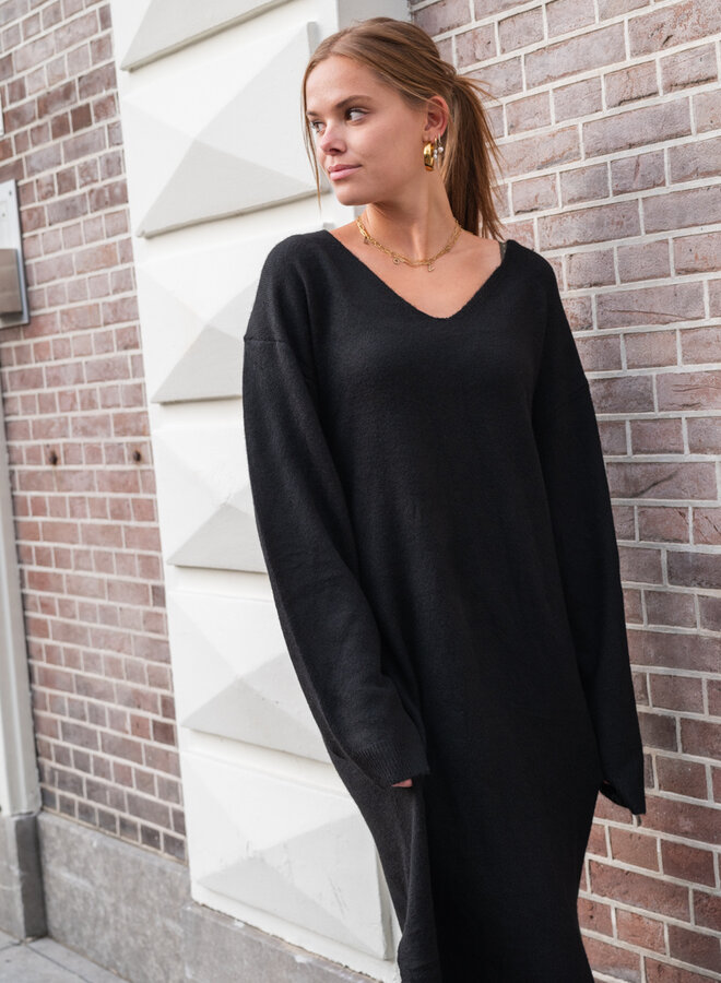 Gebreide maxi jurk zwart