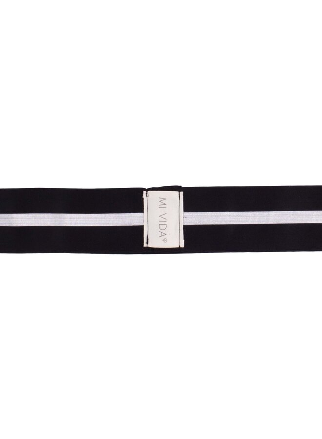 Handdoek elastiek streep zilver