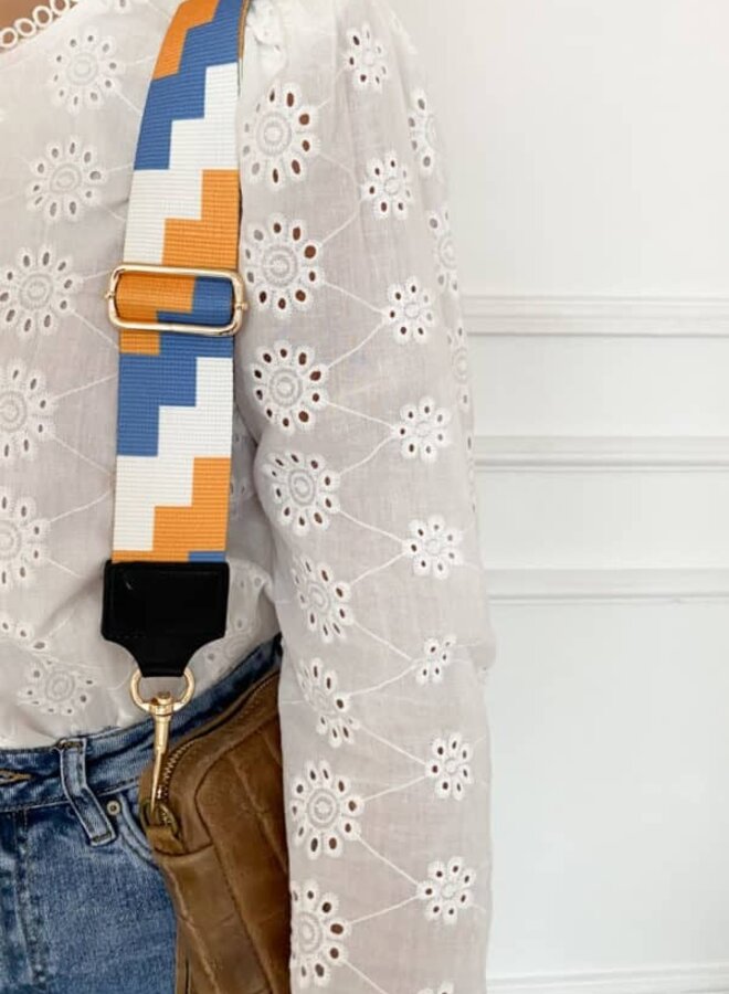 Bag strap blocks blauw